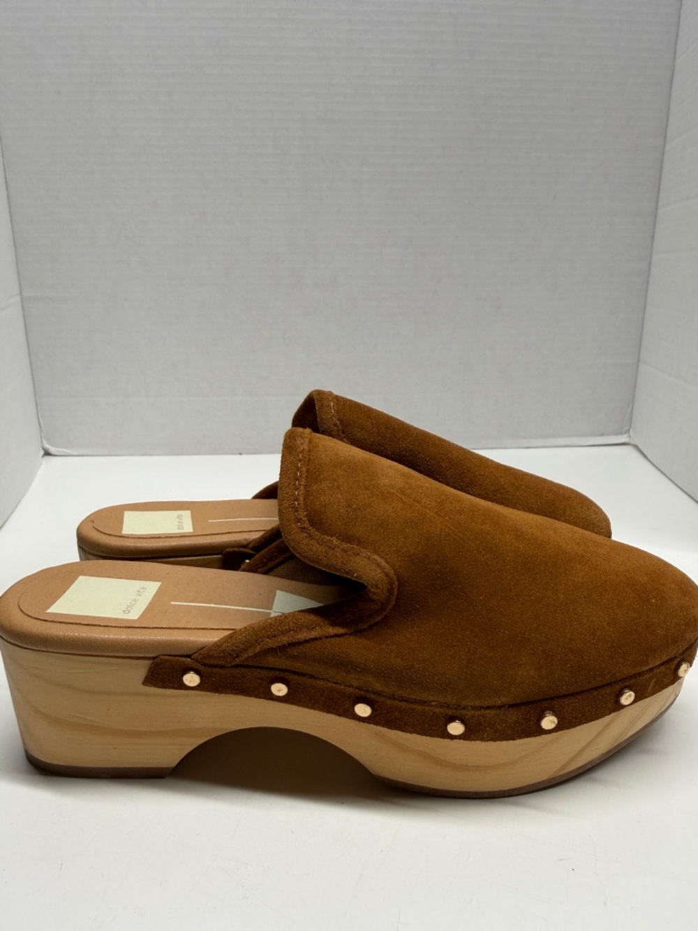 Dolce Vita Closen Clogs Slip On Open Back Mules Shoes Suede Brown New Size 7.5 - Picture 2 of 8
